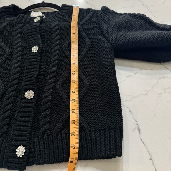 Black Cable Knit Cardigan Sweater - Picture 4 of 5